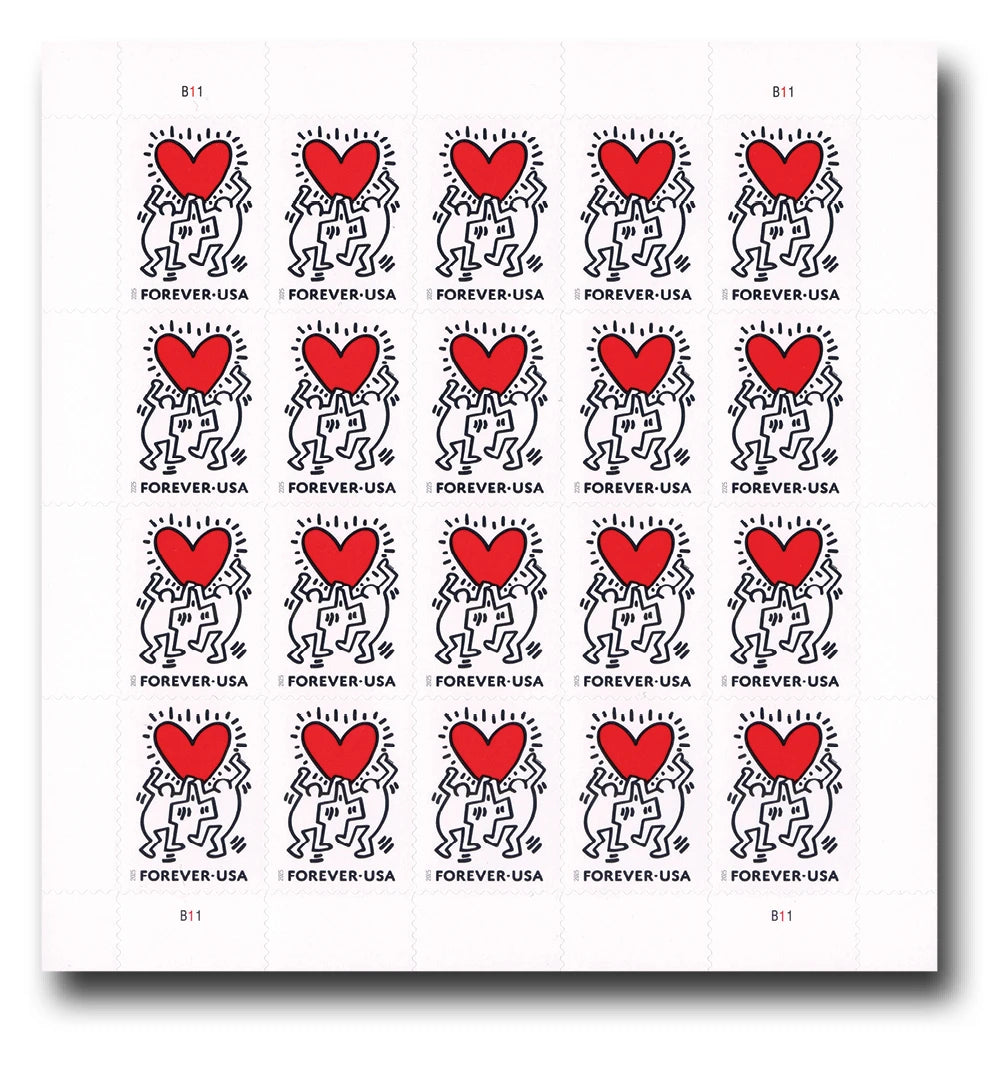 2025 Keith Haring Love Forever Stamps (5 Panes - 100 Total)