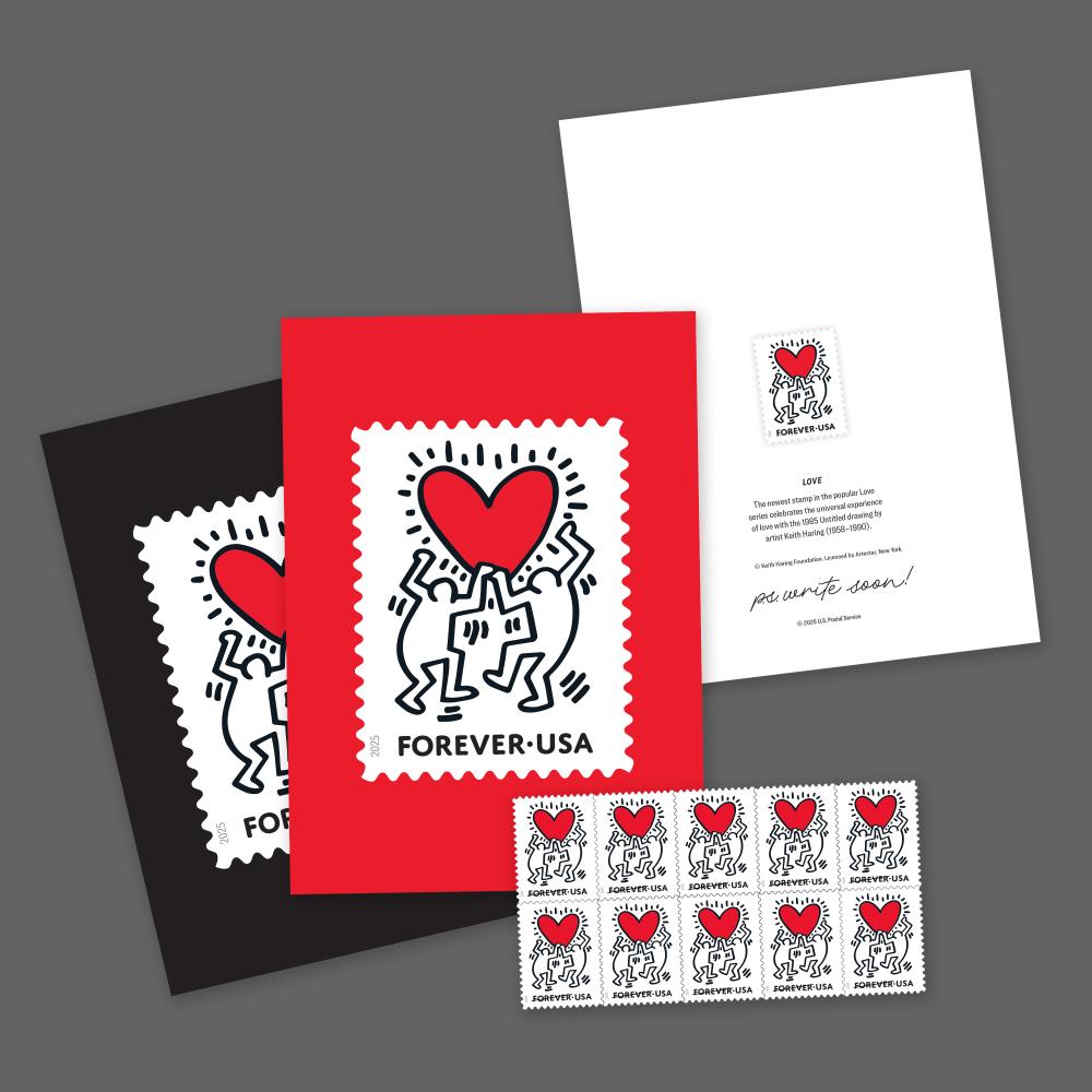 2025 Keith Haring Love Forever Stamps (5 Panes - 100 Total)